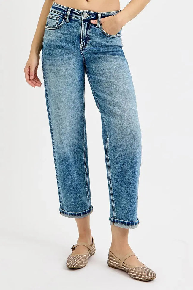 RISEN Full Size High Rise Crop Boyfriend Jeans  Style Ratio