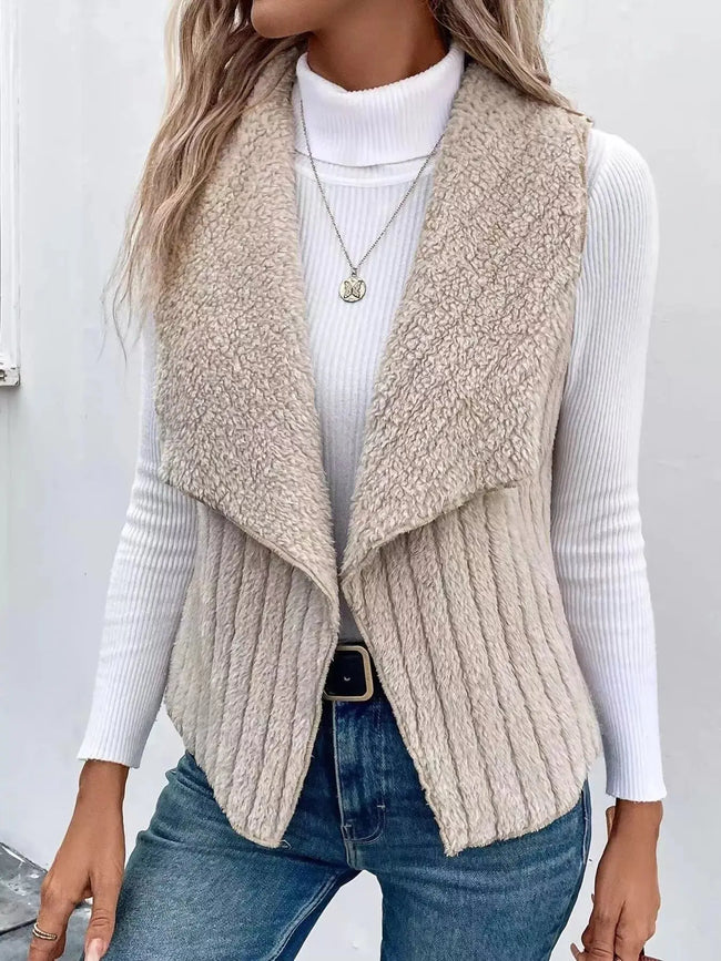 Cozy Fleece Open Front Vest  Style Ratio