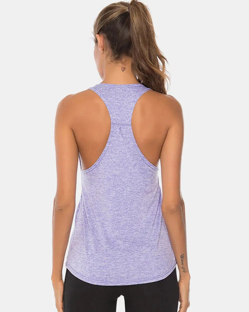 Full Size Scoop Neck Wide Strap Active Tank  Style Ratio