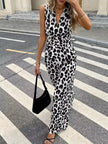 Sleeveless V Neck Leopard Print Jumpsuit  Style Ratio