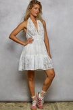 POL Halter Lace Patch Ruffle Mini Dress with Adjustable Tie on Back  Style Ratio