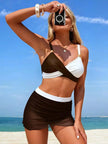Two Tone Cami and Skort Swim Set  Style Ratio