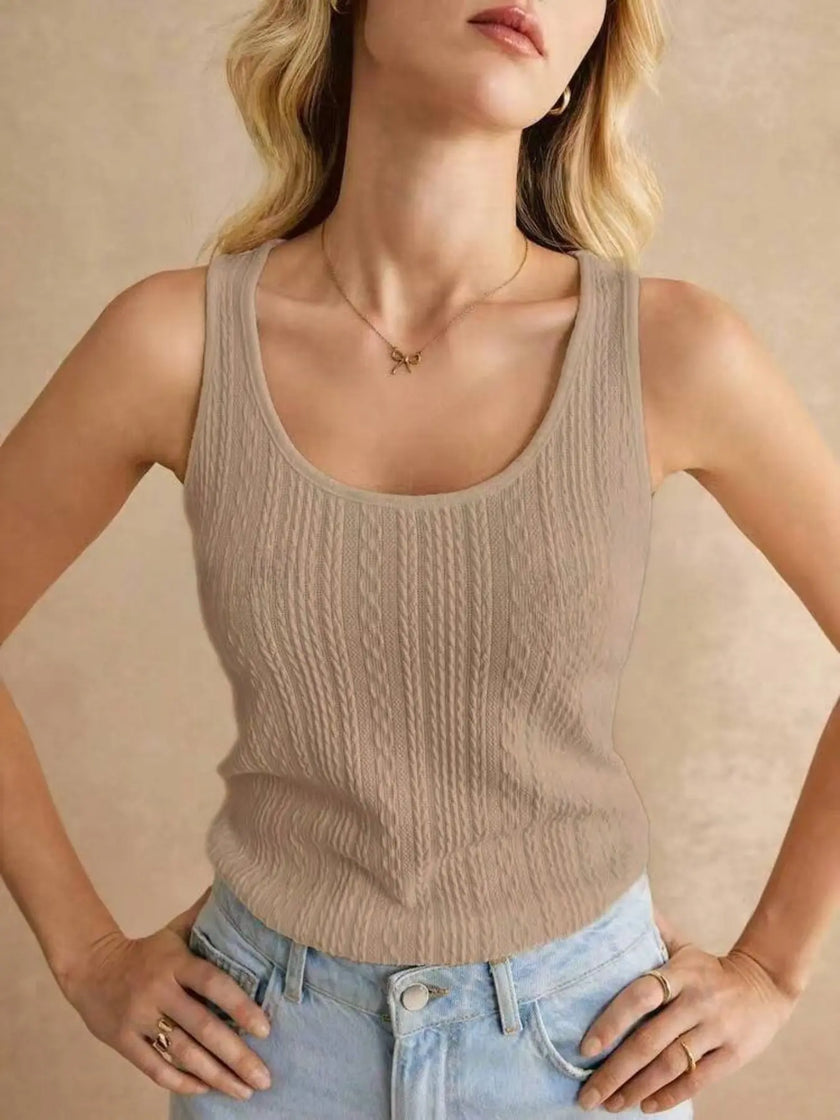 Textured Knit Scoop Neck Tank  Style Ratio