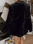 Velvet Lapel Collar Button Up Blazer  Style Ratio