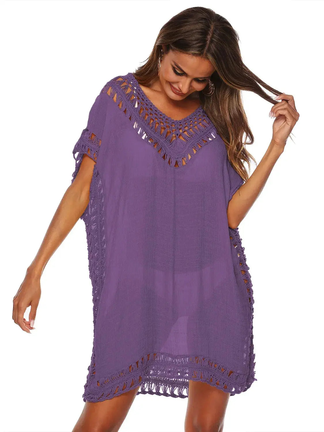 Bohemian Crochet Trim Beach Cover Up  Style Ratio