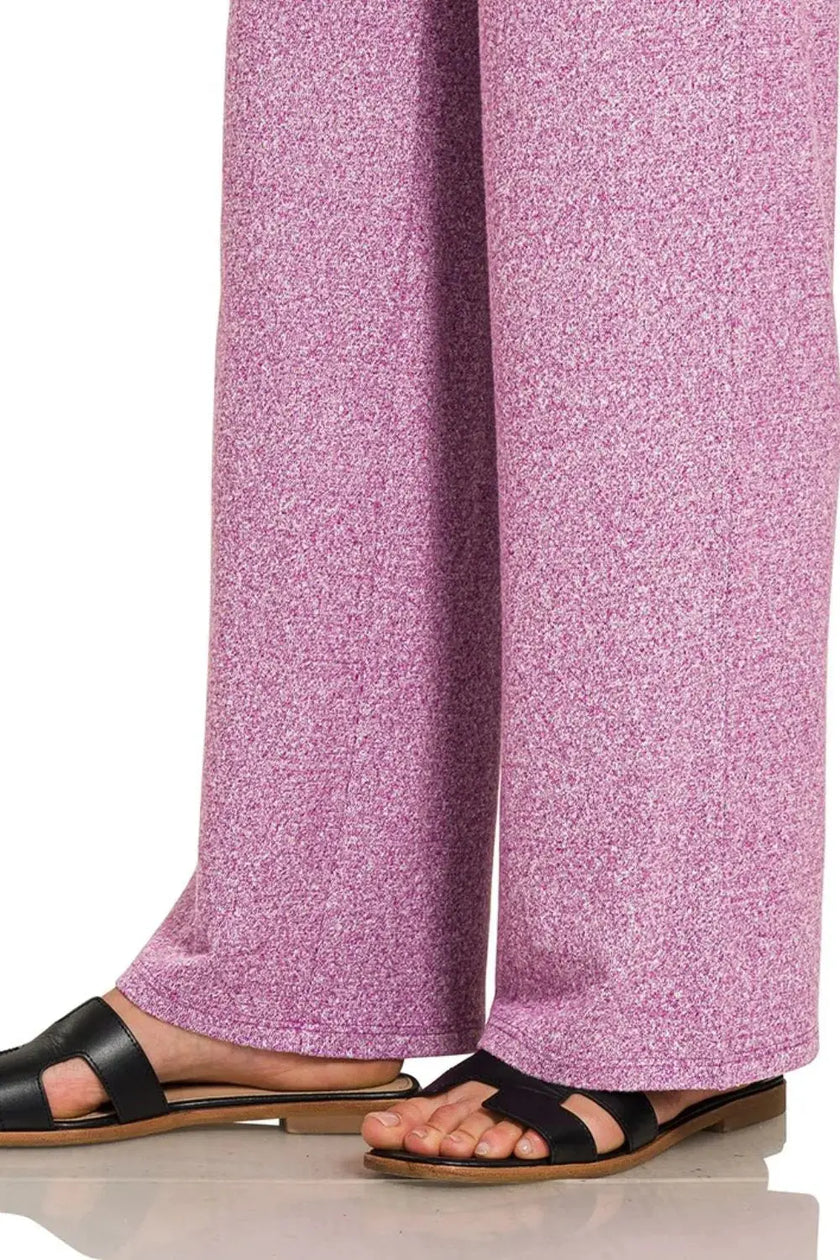 Zenana Soft Melange Short Sleeve & Long Pants Loungewear  Style Ratio