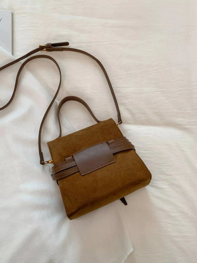Suede Buckle Decor Crossbody Bag  Style Ratio