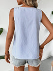 Decorative Button Asymmetrical Striped Tank Top  Style Ratio