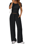 Round Neck Short Sleeve Shirt and Pants Loungewear  Style Ratio
