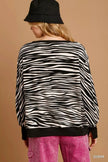 Umgee Zebra Striped Fleece Pullover Sweatshirt  Style Ratio