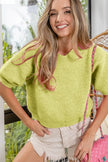 BiBi Short Puff Sleeve Knit Pullover Sweater  Style Ratio