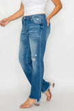 bytos Full Size Raw Hem Distressed Mid Rise Straight Jeans  Style Ratio