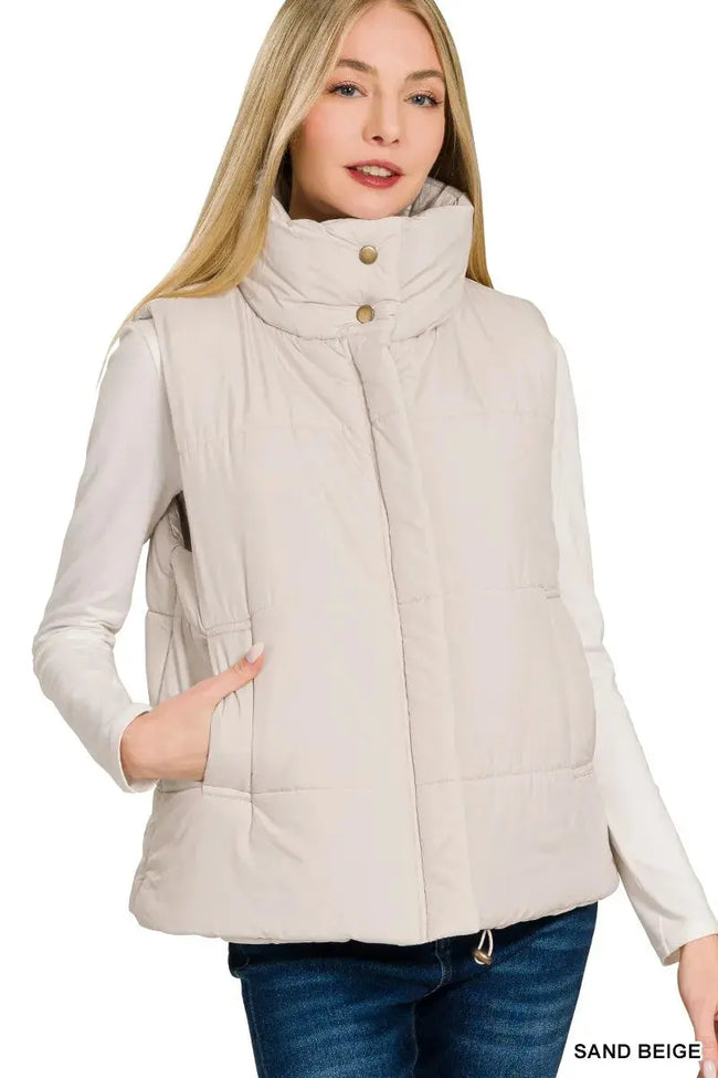 Zenana High Neck Zip-Up Coat  Style Ratio