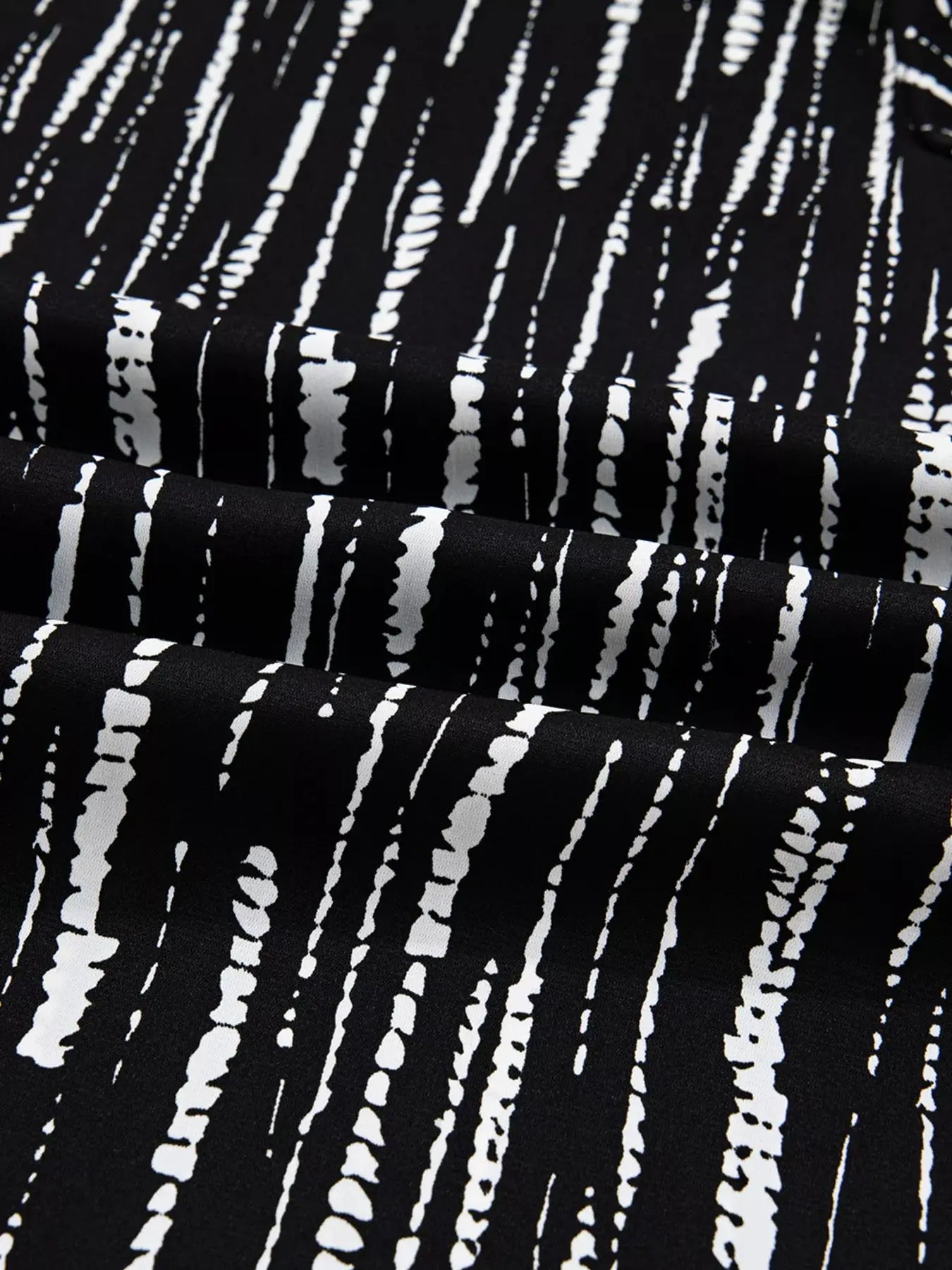 Abstract Printed Notched Long Sleeve Blouse  Style Ratio