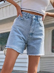 Raw Hem High Waist Denim Shorts  Style Ratio