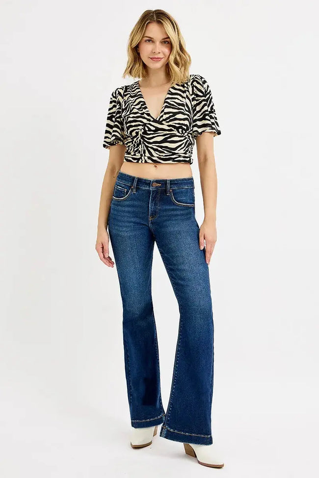 RISEN Full Size Tummy Control Mid Rise Flare Jeans  Style Ratio
