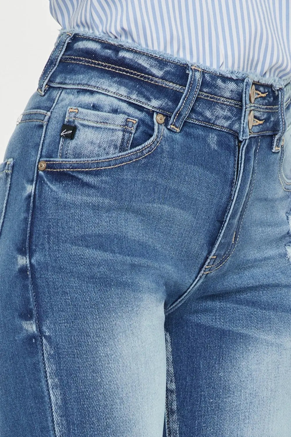 Kancan Distressed Raw Hem High Waist Jeans  Style Ratio