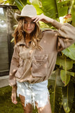 BiBi Half Zip Vintage Washed Fleece Pullover Jacket  Style Ratio