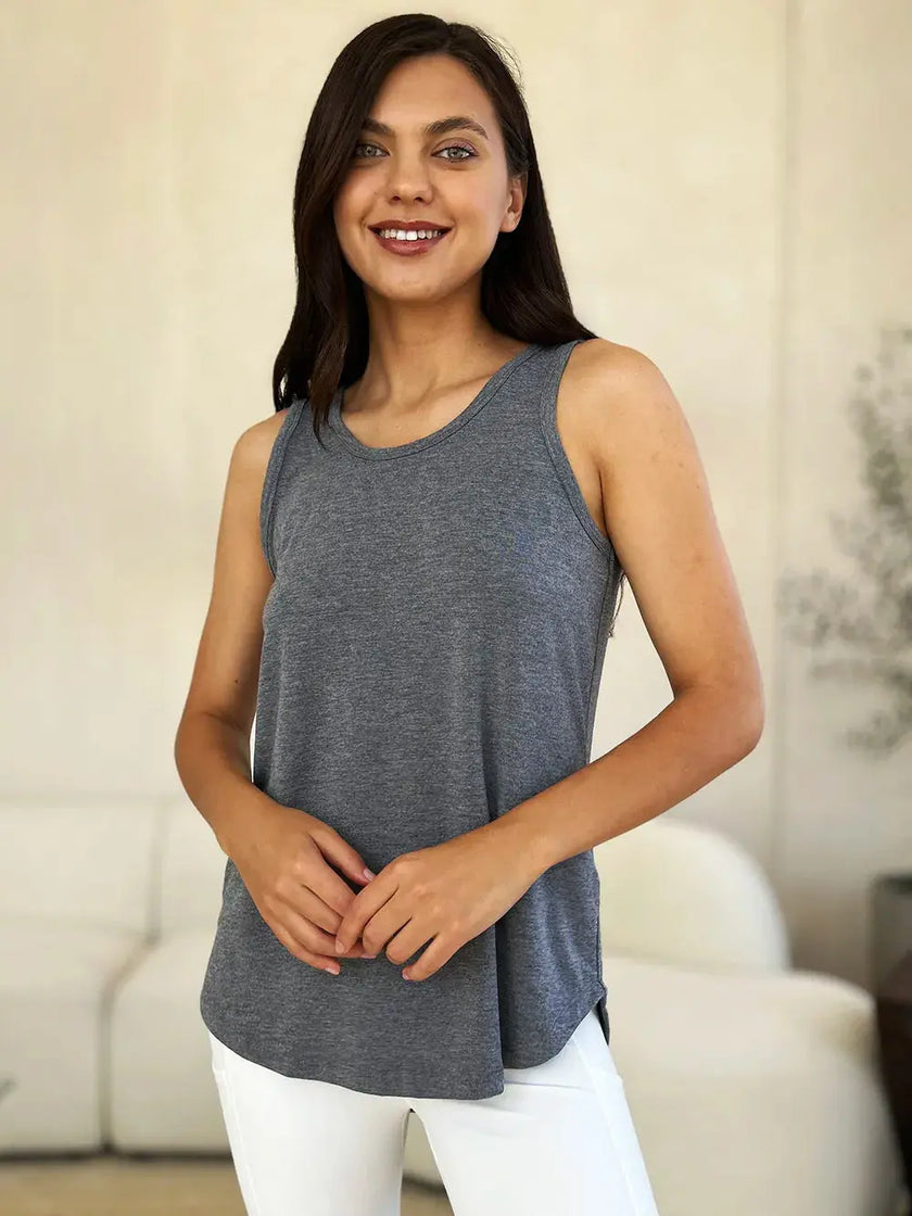 Basic Bae Full Size Round Neck Curved Hem Tank  Style Ratio