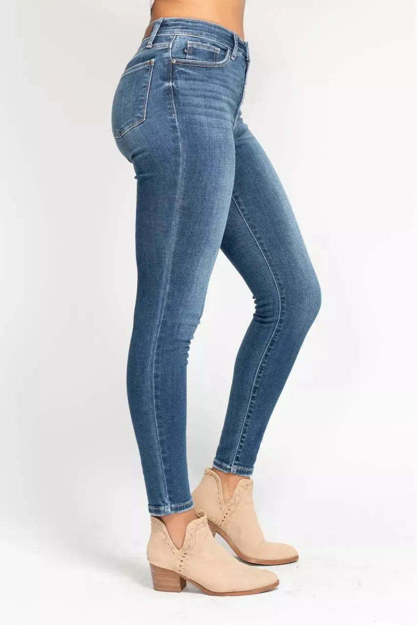 Judy Blue Full Size High Rise Button Fly Skinny Jeans Plus Size  Style Ratio