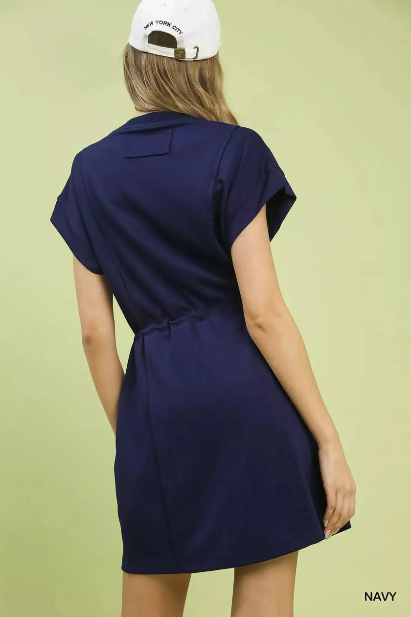 Umgee Knit Zip Front Drawstring Dress  Style Ratio