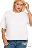 Zenana Full Size Double Knit Side Slits Hi Low Short Sleeve Shirt  Style Ratio