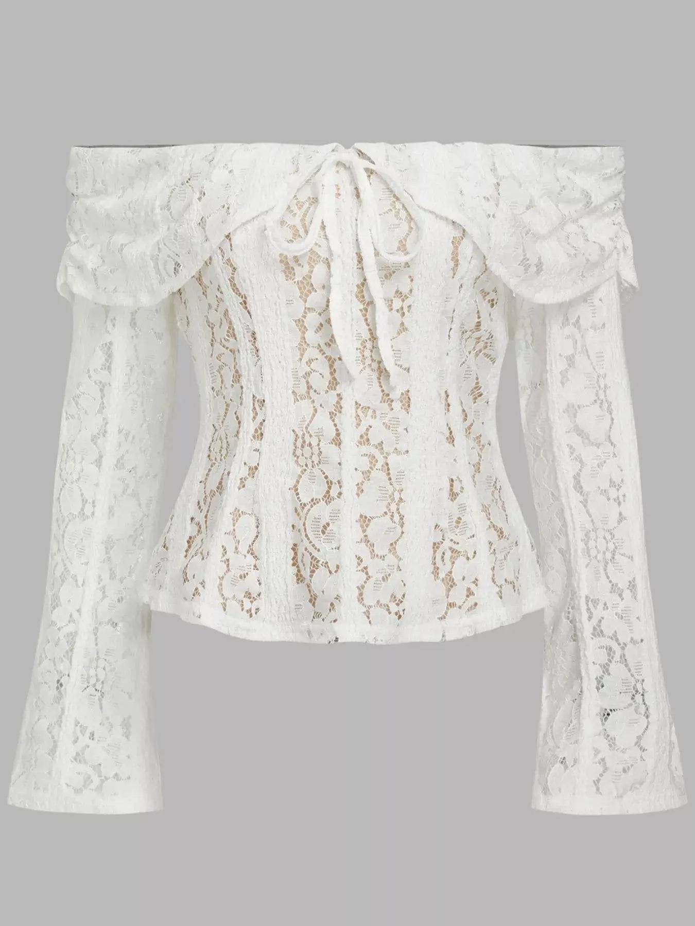 Off-Shoulder Lace Top with Bell Sleeves  Style Ratio