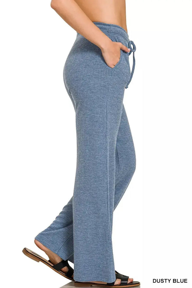 Zenana Ribbed Drawstring Lounge Pants  Style Ratio