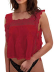 Lace-Trimmed Eyelet Square Neck Top  Style Ratio