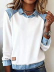 Full Size Denim Trim Long Sleeve Top  Style Ratio