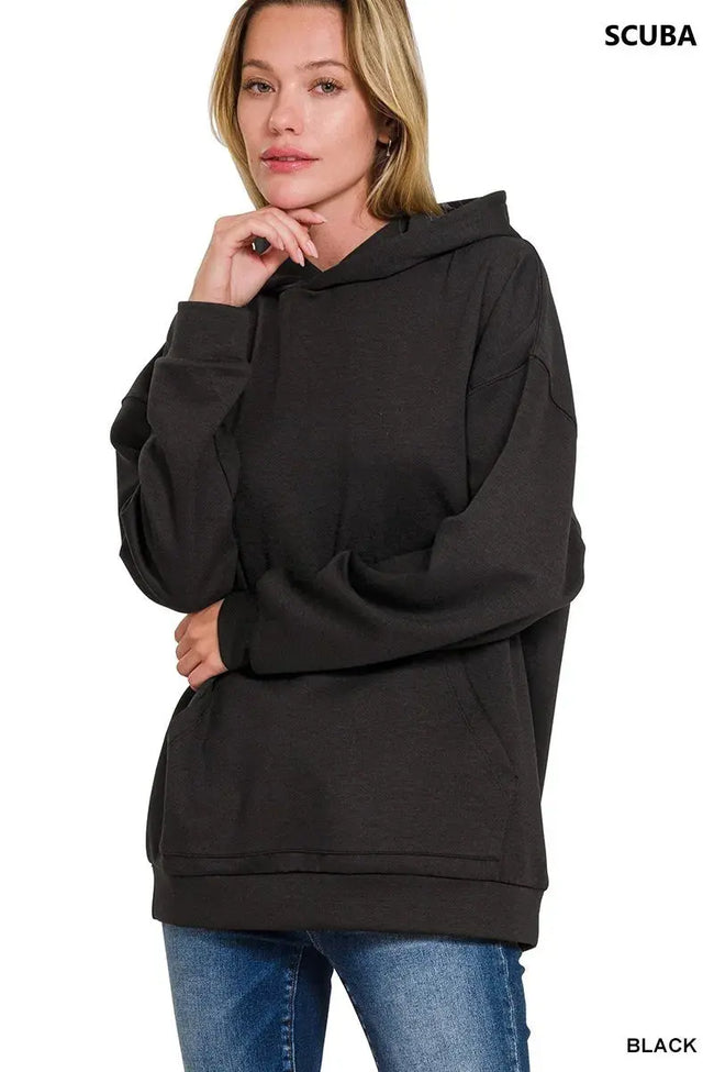 Zenana Oversized Scuba Hoodie with Kangaroo Pocket  Style Ratio