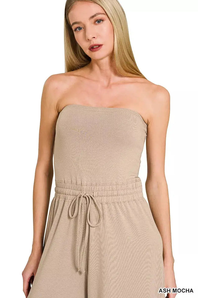 Zenana Tube Top Jumpsuit with Drawstring Waist  Style Ratio