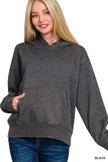 Zenana Fleece Acid Wash Kangaroo Pocket Hoodie  Style Ratio
