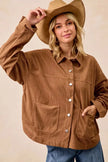 BiBi Corduroy Relaxed Fit Long Sleeve Shacket  Style Ratio