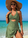 Cutout Printed Halter Neck One-Piece Swimwear  Style Ratio