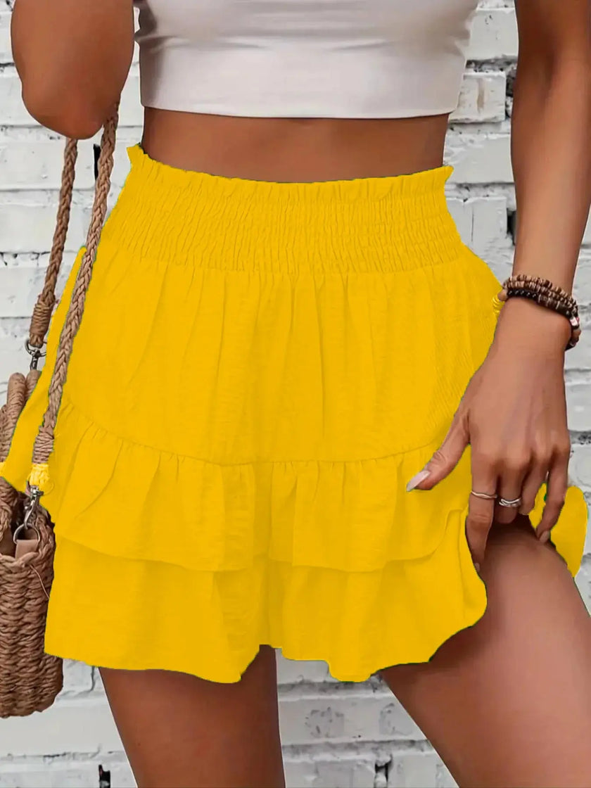 Ruffle Layered High Waist Casual Skort  Style Ratio