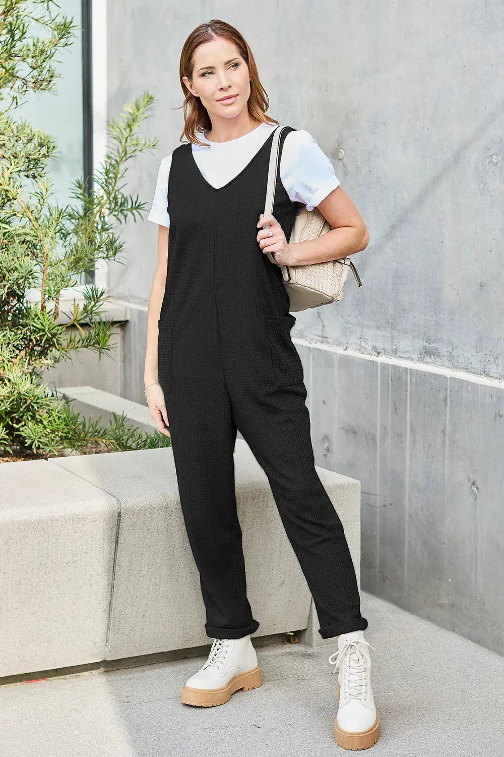 Double Take Full Size Sleeveless Straight Jumpsuit  Style Ratio