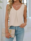 V Neck Pleated Tank  Style Ratio