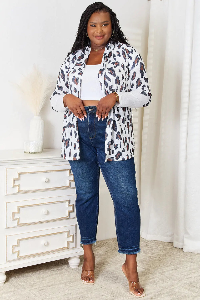 Double Take Leopard Long Sleeve Cardigan  Style Ratio