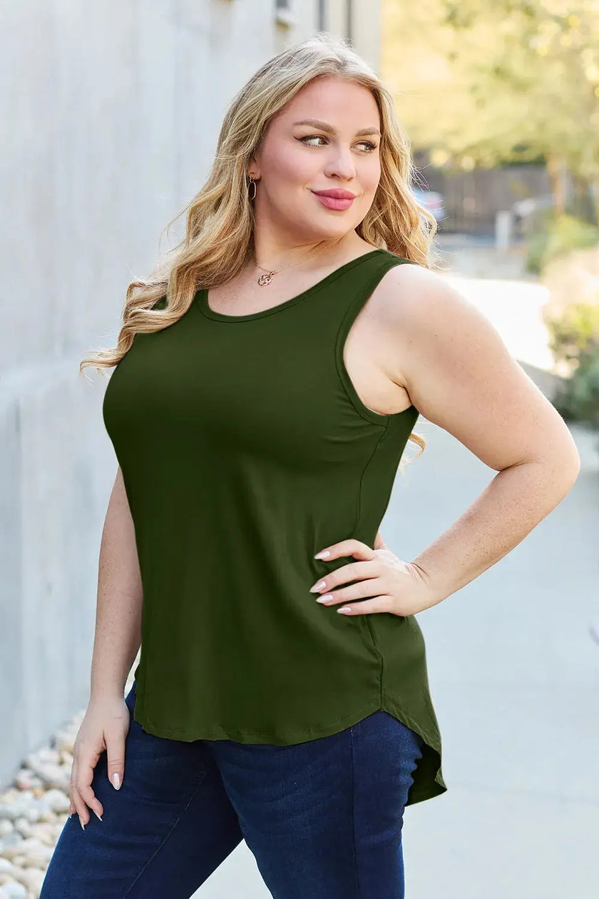 Basic Bae Full Size Round Neck Curved Hem Tank  Style Ratio