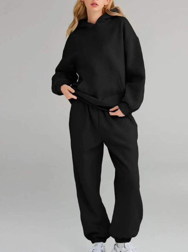 Full Size Kangaroo Pocket Hoodie and Joggers Set  Style Ratio