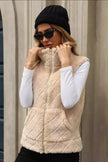 Fuzzy Plaid Texture Zip Up Vest Coat  Style Ratio