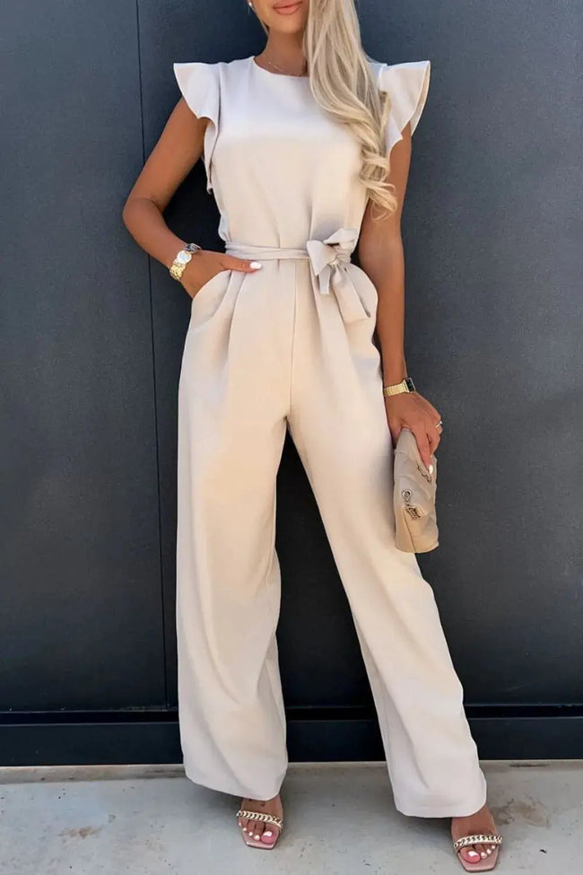 Round Neck Cap Sleeve Jumpsuit  Style Ratio