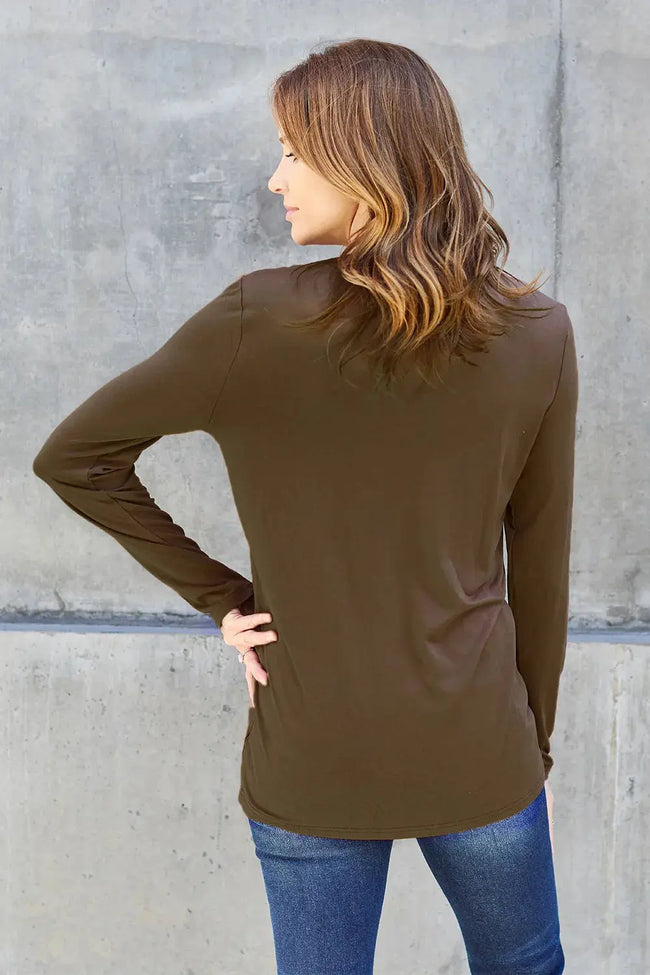 Basic Bae Full Size Round Neck Long Sleeve Top  Style Ratio
