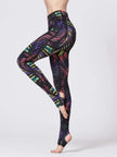 Printed Wide Waistband Active Leggings with Stirrups  Style Ratio
