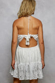 POL Halter Lace Patch Ruffle Mini Dress with Adjustable Tie on Back  Style Ratio