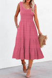 Scoop Neck Wide Strap Midi Dress  Style Ratio
