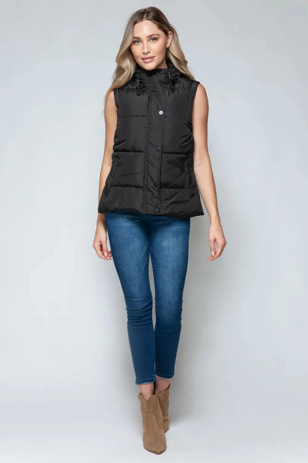 Snobbish Snap and Zip Closure Hooded Coat  Style Ratio