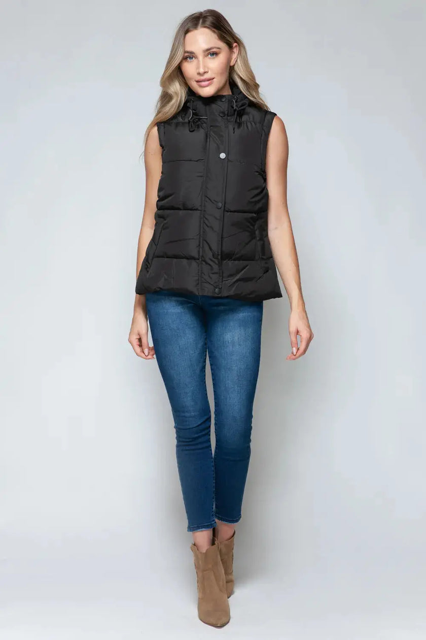Snobbish Snap and Zip Closure Hooded Coat  Style Ratio