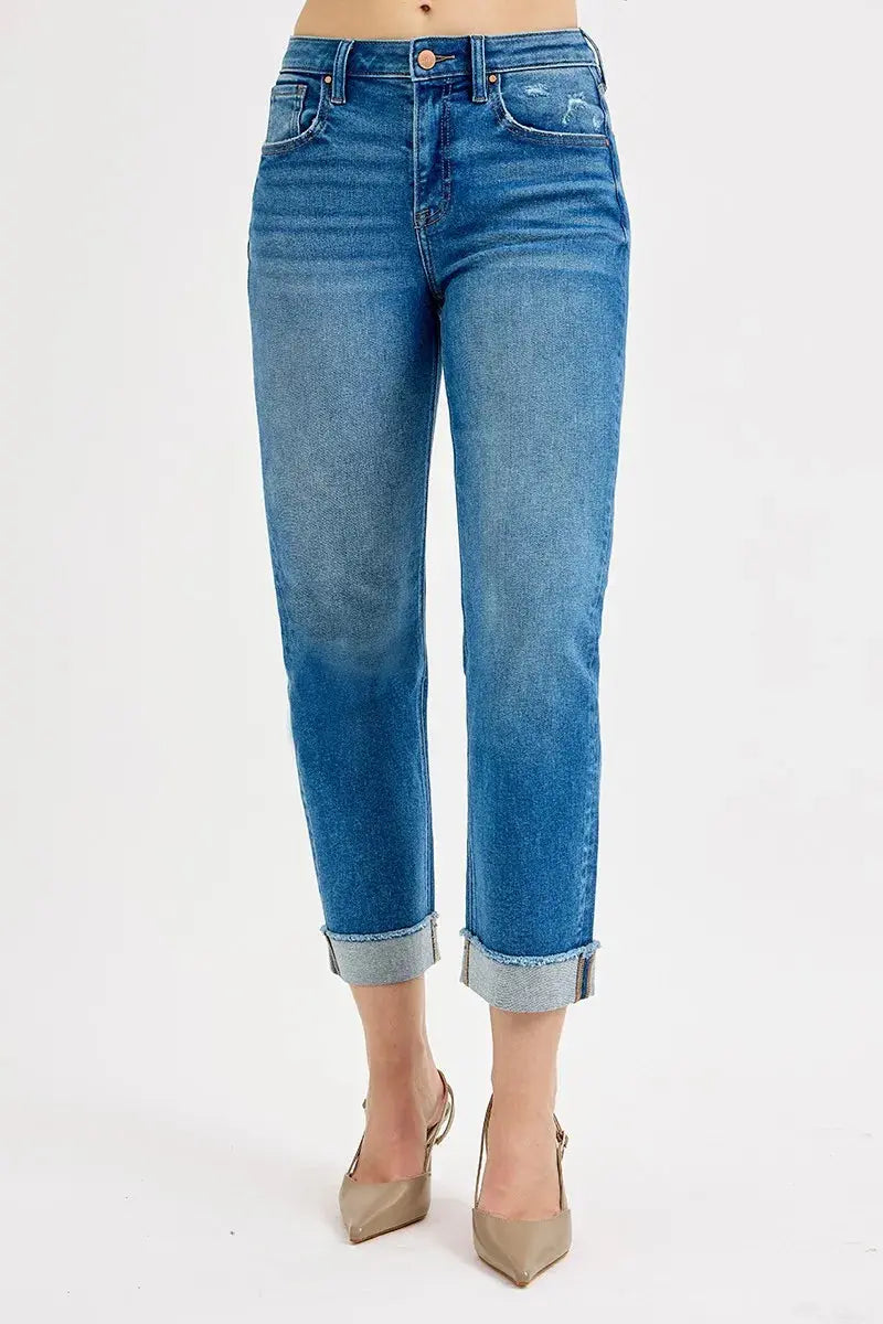 RISEN High Rise Boyfriend Fit Ankle Jeans  Style Ratio